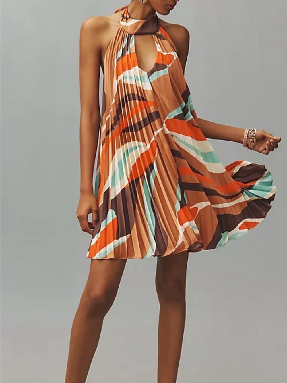 Anthropologie Hutch Sleeveless Halter Pleated Swing Dress NWT sz Medium